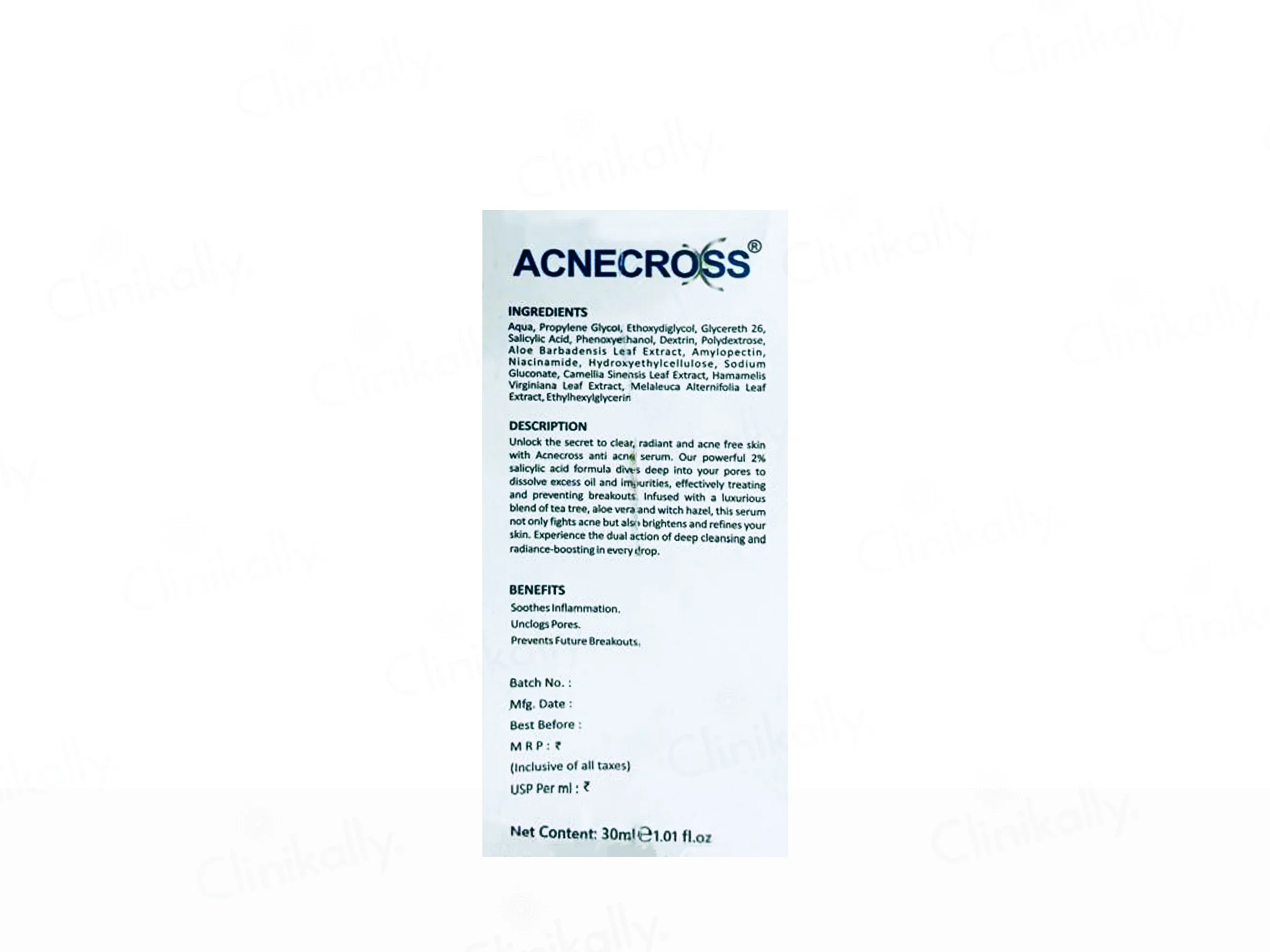Acnecross Salicylic Acid Pore Refining Serum 30ml - Image 2