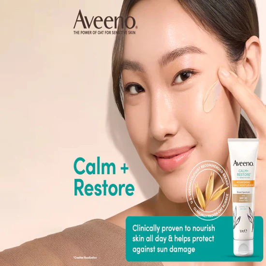 Aveeno Calm + Restore Nourishing Daily Moisturiser Sheer Tint SPF 30 50ml - Image 2