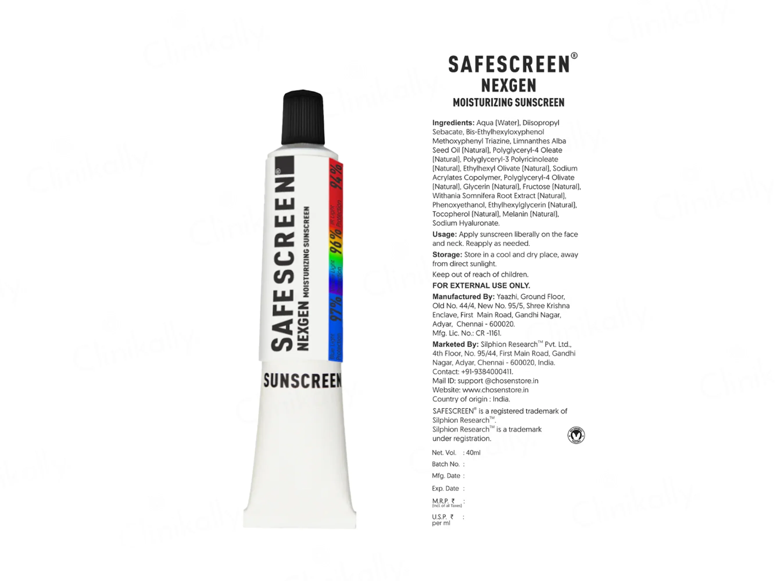 Chosen Safescreen Nexgen Moisturizing Melanin Sunscreen SPF 80+ PA++++ 40ml - Image 4
