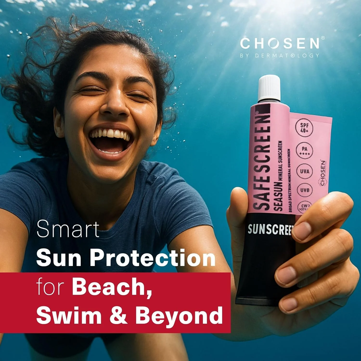 Chosen Safescreen Seasun Mineral Sunscreen SPF 40+ PA++++ 40ml - Image 2