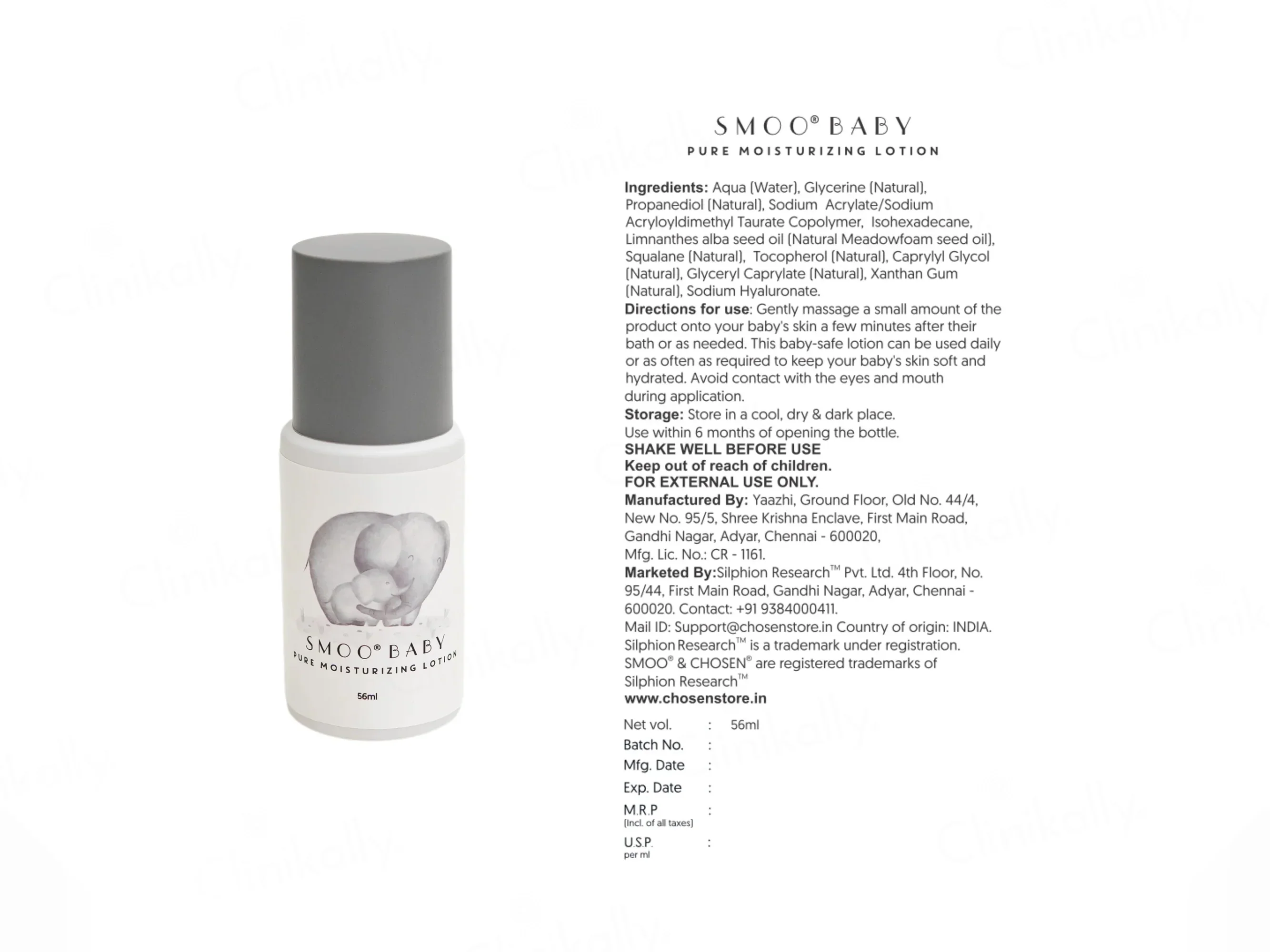 Chosen Smoo Baby Pure Moisturizing Lotion 56ml - Image 4
