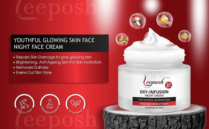 Cosderma CutiLift Leeposh Oxy-Infusion Night Cream Hyaluronic Acid Face Cream Natural Face Cream, 50gm - Image 2