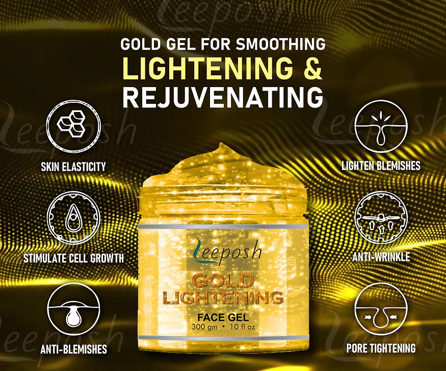 Cosderma Leeposh 24 Caret Gold Gel With Niacinamide Aloe vera Remove instant Tan & Lighten skin, 300gm - Image 3