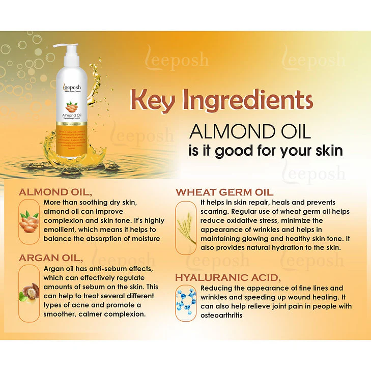 Cosderma Leeposh Almond Oil Moisturizing Cream, 180ml - Image 2