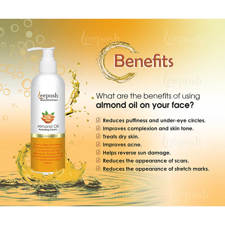 Cosderma Leeposh Almond Oil Moisturizing Cream, 180ml - Image 3