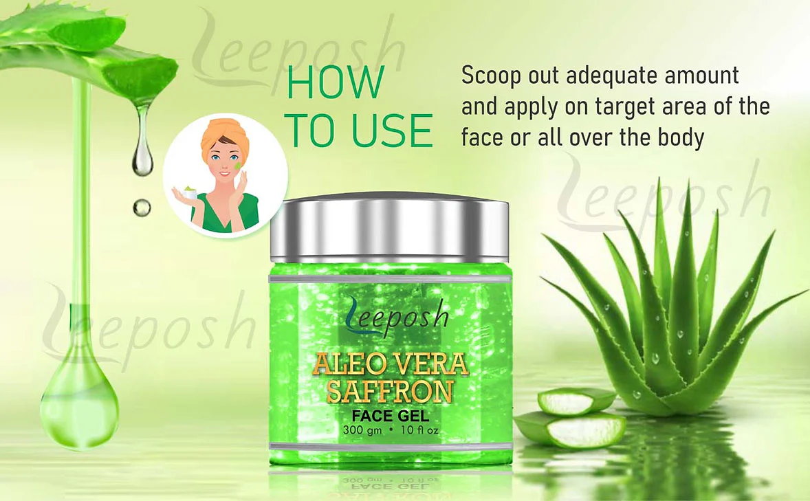 Cosderma Leeposh Aloe Vera Gel Saffron Gel Anti ageing | Intense Hydration for Skin face gel, 300gm - Image 2