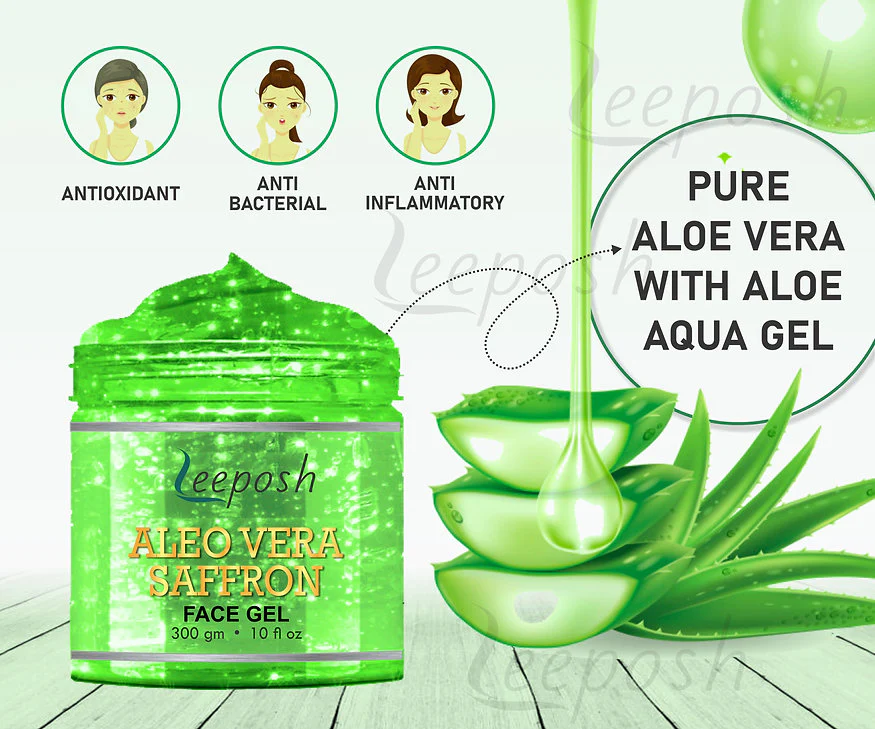 Cosderma Leeposh Aloe Vera Gel Saffron Gel Anti ageing | Intense Hydration for Skin face gel, 300gm - Image 4