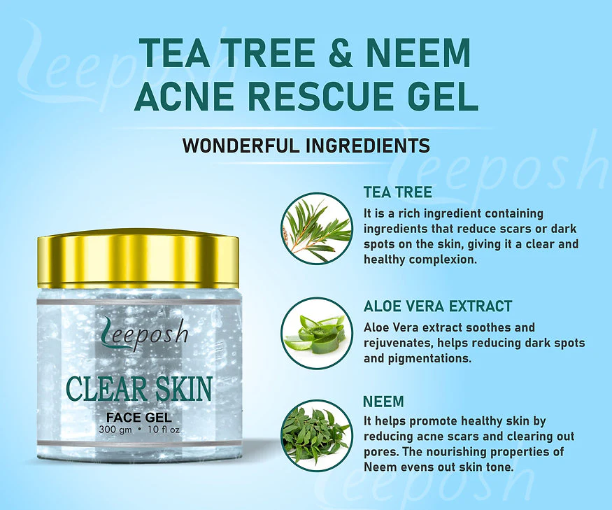 Cosderma Leeposh Tea Tree Acne Face Gel For oily to normal skin 300 gm - Image 5