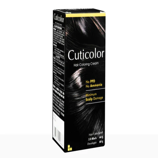 Cuticolor Hair Coloring Cream, 2.0 Black, 120gm - Image 3