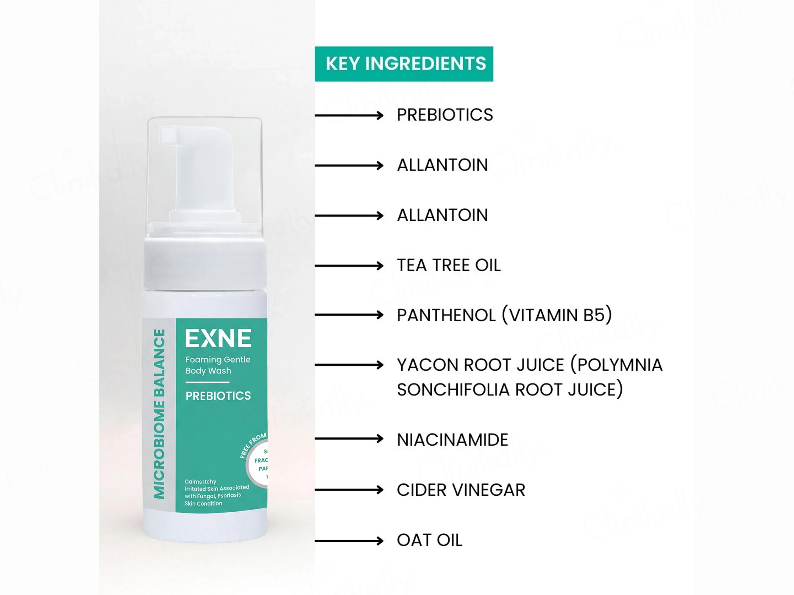 Exne Prebiotics Soothing & Hydrating Foaming Gentle Body Wash, 180ml - Image 3
