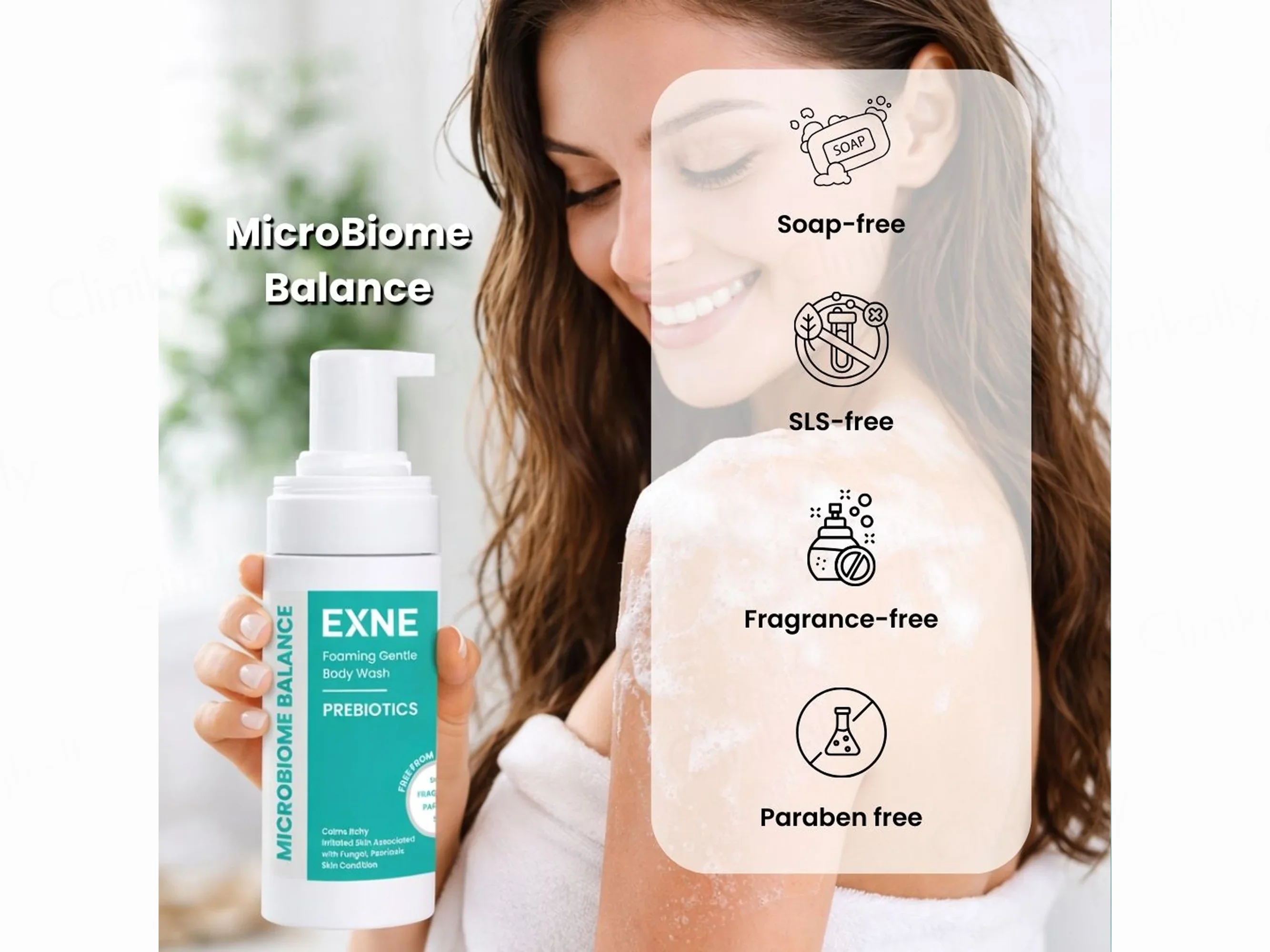Exne Prebiotics Soothing & Hydrating Foaming Gentle Body Wash, 180ml - Image 5