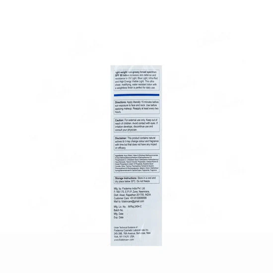 Fixderma Light Weight Non-Greasy Broad Spectrum SPF 80 Lotion, 50ml - Image 2