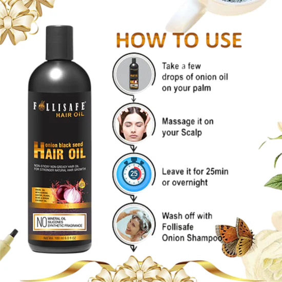 Follisafe Follisafe Onion Hair Oil with 20 essential Oils, 180 ml - Image 4