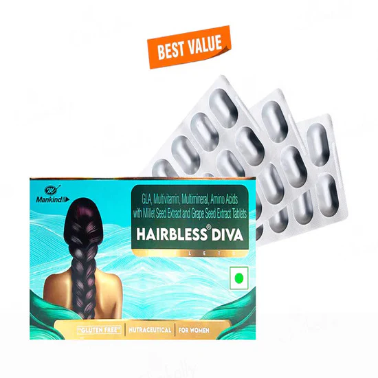 Hairbless Diva Nutraceutical Tablet For Women 30Tab strip - Image 3