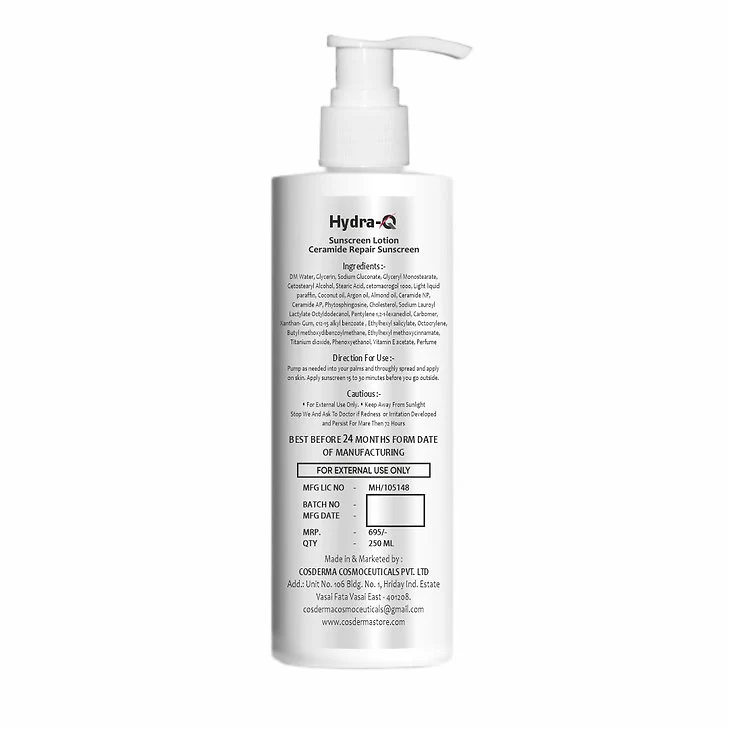 Hydra Q Sunscreen Lotion SPF 50 with Ceramide Repair, 250ml - Image 2