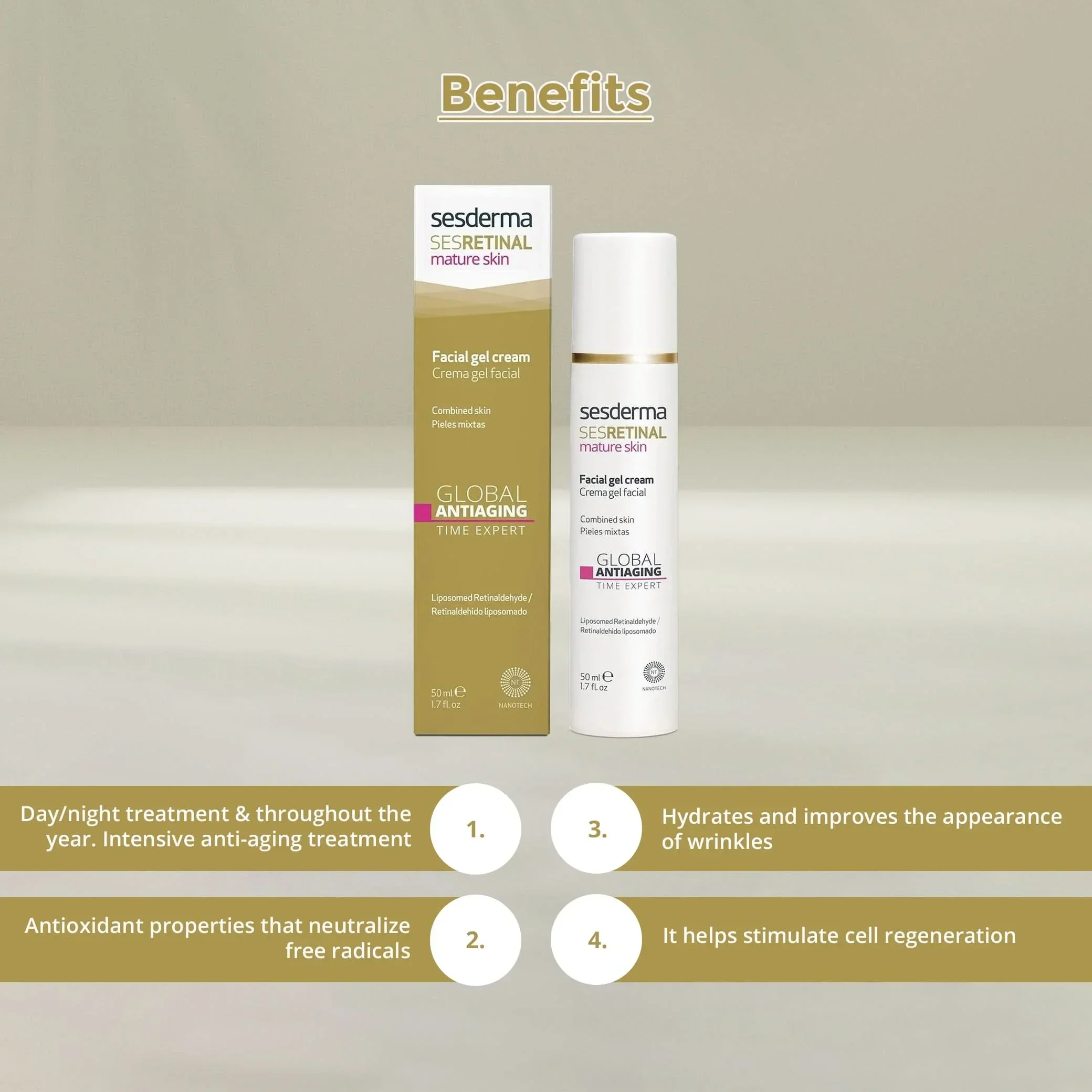Sesderma Sesretinal Mature Skin Facial Gel Cream 50ml - Image 2