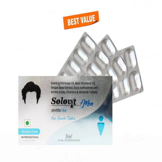 Solovit Men Hair Growth Nutraceutical Tablet For Adult Men 3 x 10 Tab - Image 3