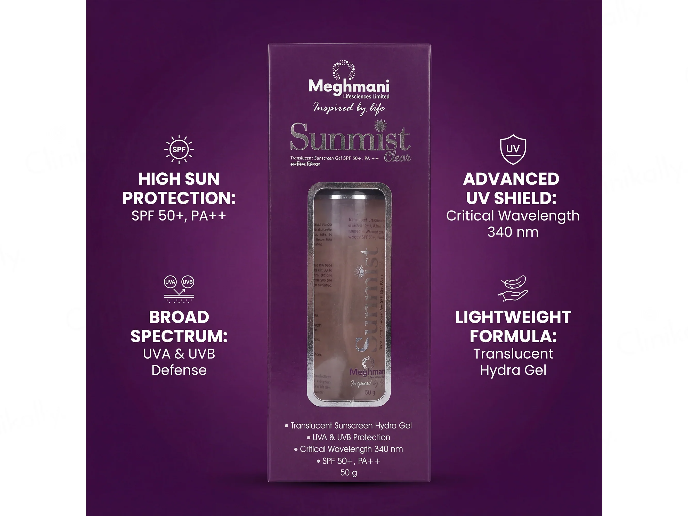 Sunmist Clear Transparent Sunscreen Gel SPF 50+ 50gm - Image 3