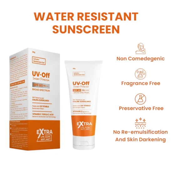 UV-Off Instant Protection Vitamin C & Ferulic Acid Sunscreen Gel SPF 60 PA+++, 50gm - Image 3