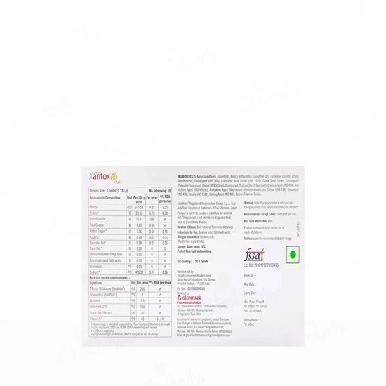 Xantox Glo Plus Tablet 1 Strip of 10 tab - Image 3
